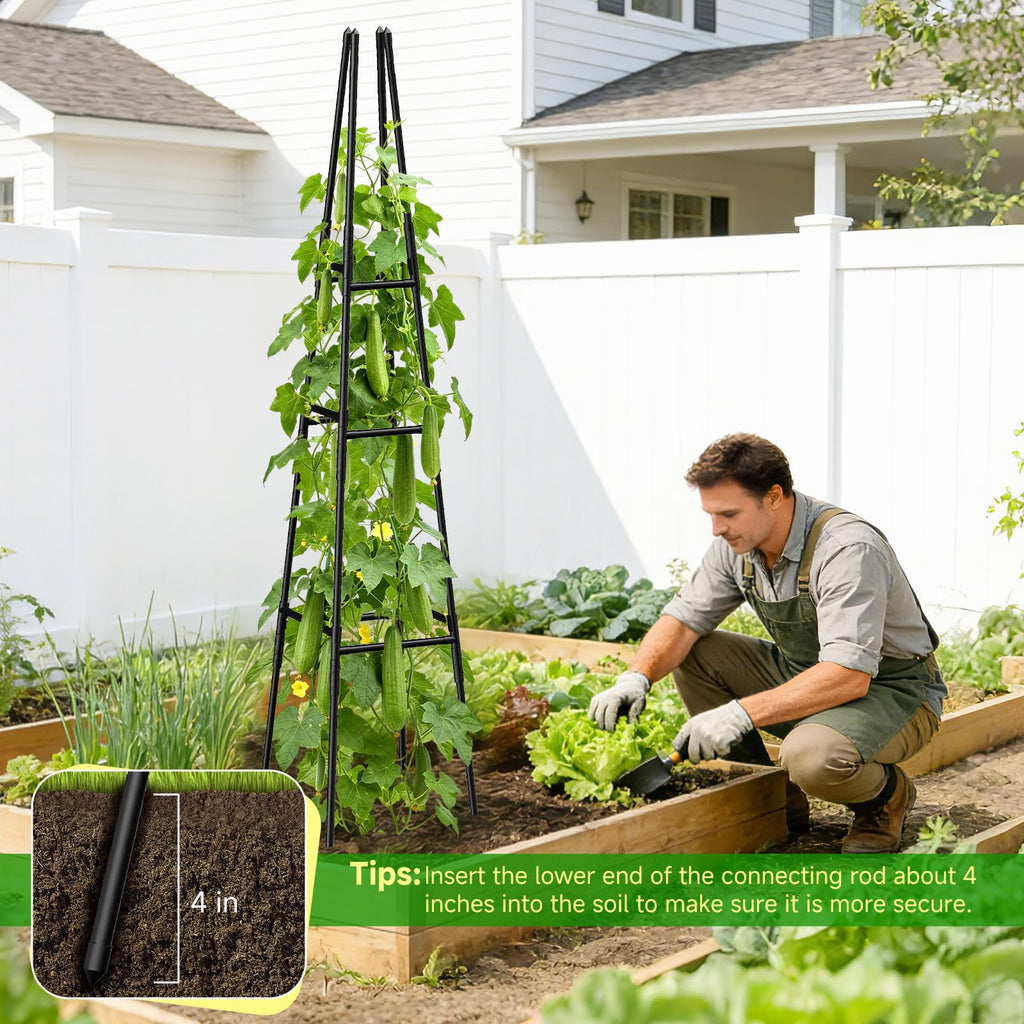 MQJIAZHI Garden Obelisk Trellis for Climbing Plants Outdoor, 63 Inch Height Adjustable Gardening Trellis, Steel Plastic Coated Plant Support for Indoor & Outdoor Multiple Climbing Plants(2PCS)