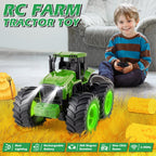 IJIGU Remote Control Tractor Toys, Light Up Farm Monster Trucks Toy for Boys 3, 4, 5, 6, 7 Year Old, 2.4 Ghz RC Tractor Toys, Ideal Christmas, Birthday Gifts for Kids