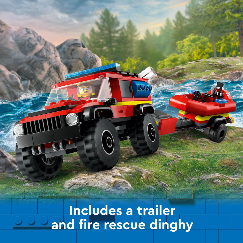 LEGO City Fire 4x4 Fire Truck with Rescue Boat Building Toy - Pretend Play Preschool Toy for Boys & Girls, Ages 5+ - Gift Ideas for Birthdays - 60412
