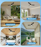 aetherlume 28 inch Plug-in Ceiling Fan Light with16.5ft long cord, Gazebo fan light Dimmable 3CCT LED,Reversible,Portable Hook Design for Bedroom Garage Tent Porch Kitchen patio