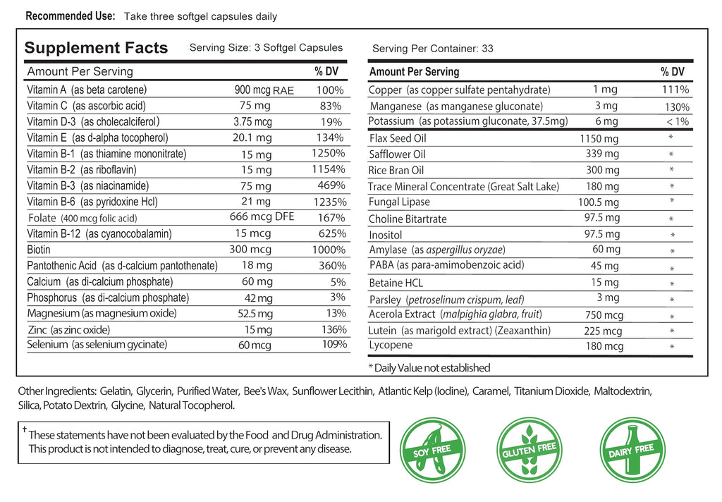 Bio-35 / 300ct Iron Gluten & Soy- Free, Daily Multivitamin for Men & Women Wellness – Bio35 High Potency Softgel with Trace Minerals, Multi Vitamins for Immune Support, Digestion, & Energy