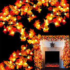 TURNMEON 6 Pack Fall Garland with Lights Enlarged Maple Leaves 60Ft 120LED