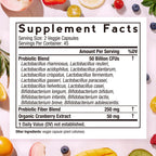 Doctor's Recipes Women's Probiotic, 90 Caps 50 Billion CFU 16 Strains, with Organic Cranberry, Shelf Stable, Delayed Release, No Soy Gluten Dairy
