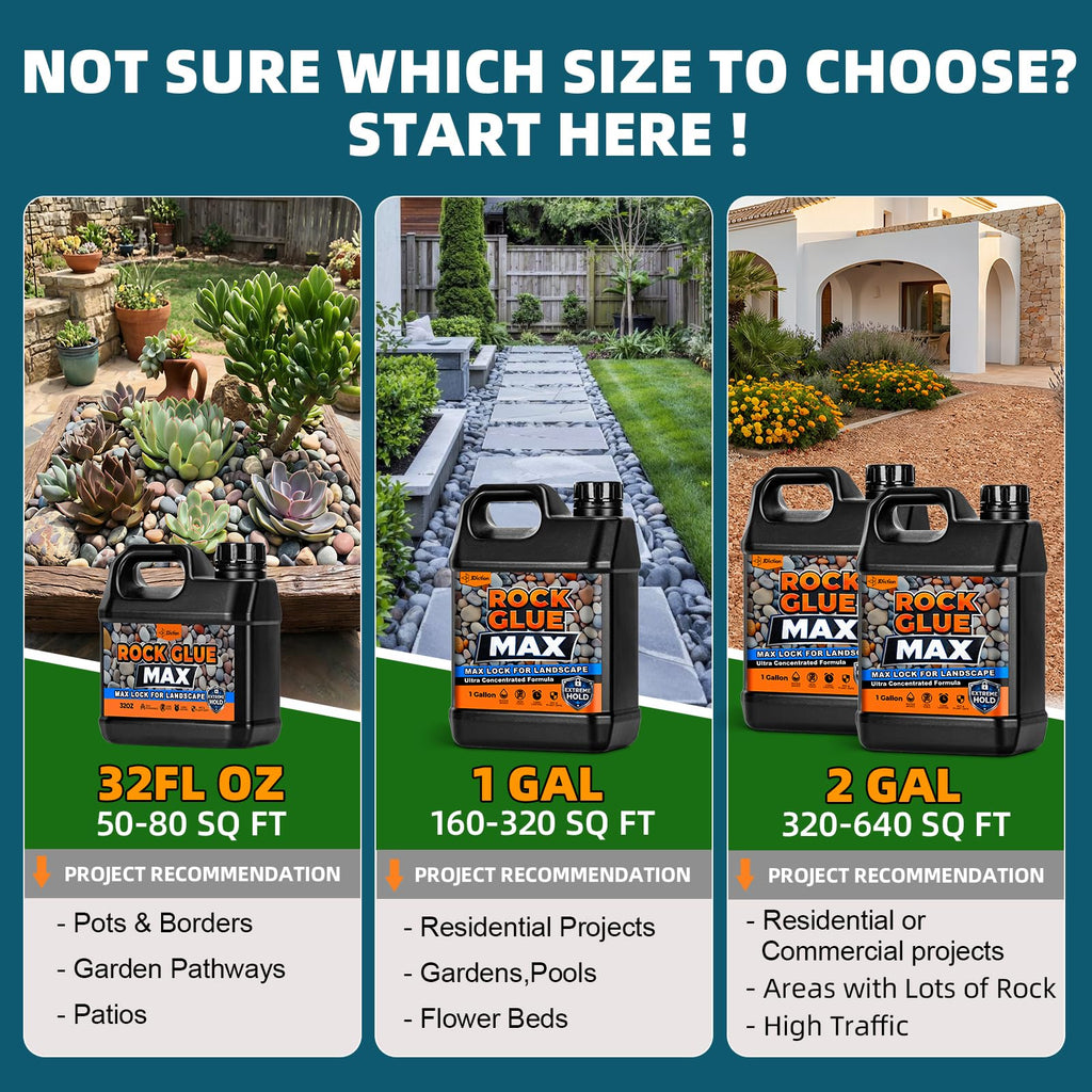 JDicton Rock Glue for Landscaping 2 Gallon - Concentrated Mulch Binder for Landscaping for Pea Gravel, Pebble & Stone, Landscape Glue for Patio & Driveway, 100% Permeable, Pet Safe, Last 2 Years