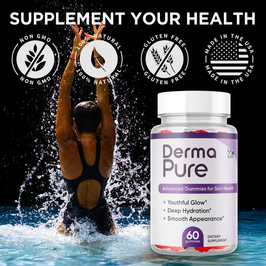 Derma Pure Gummies, Official Derma Pure Gummy with All Natural Ingredients, Maximum Strength Supplement with Premium Vitamins Supporting Optimal Wellness and Advanced Health Naturally (60 Gummies)