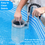 Toodour Above Ground Pool Skimmer, Wall Mount Floating Surface Skimmer with Removable Skimmer Basket & 10 Skimmer Socks, Adjustable Floating Pool Filter for Inflatable Collar/Tubular/Metal Frame Pools