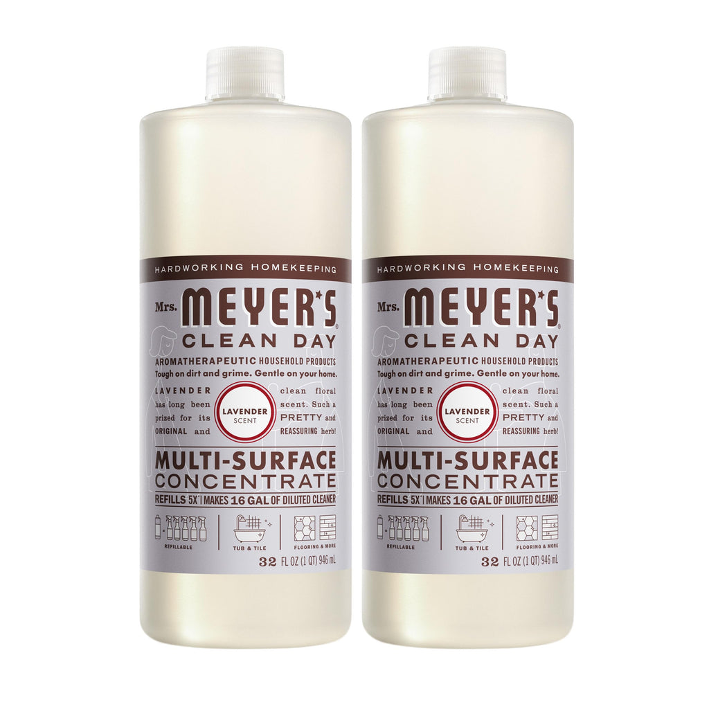 MRS. MEYER'S CLEAN DAY Multi-Surface Everyday Concentrate, Lavender Scent, 32 Fl Oz Bottle - 2 Pack