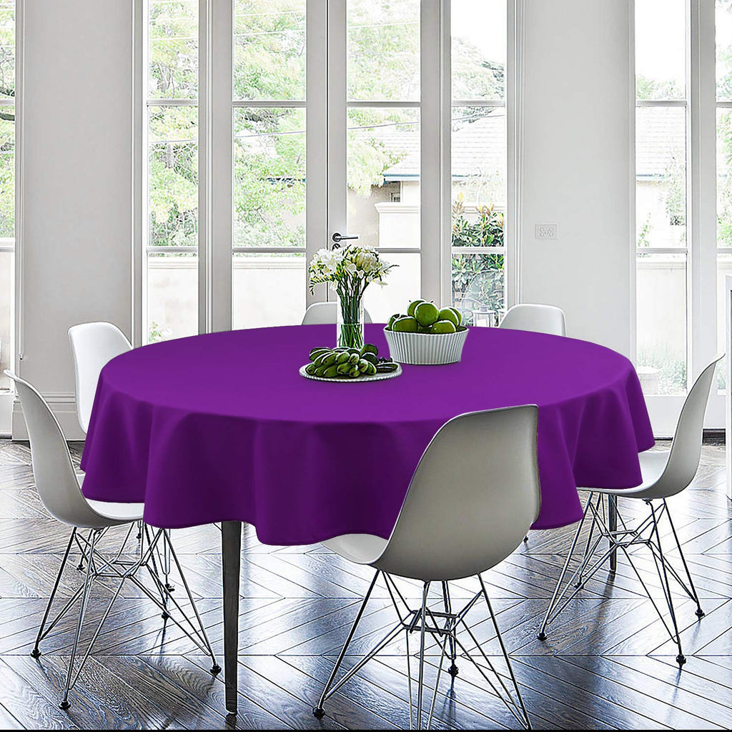 Hiasan Round Tablecloth 80 Inch - Waterproof Stain Resistant Spillproof Polyester Fabric Table Cloth for Dining Room Kitchen Party, Royal Purple