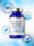 Carlyle Magnesium Glycinate | 665 mg | 250 Capsules | Non-GMO and Gluten Free Formula | Essential Buffered Mineral Supplement