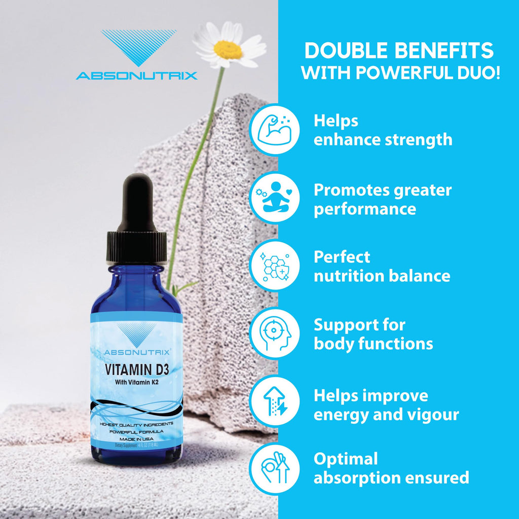 Absonutrix Vitamin D3 K2 Drops, 390mg, 4 Oz Liquid
