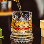 Spinning Whiskey Glasses Set of 4, 9.5 oz with Rotating Bases, Whiskey Gift