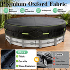 12Ft Round Pool Cover for Above Ground Pools, Safety Solar Pool Covers with Reflective Strips, Rope and Luminous Nails, Upgraded Thicker Oxford, PU Tarp Snug, UV Protected, Windproof, Tear Resistant