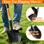 Cyrico 28 Inch Shovel for Digging, Heavy Duty Round Point Garden Shovel with D-Handle Fiberglass Handle, Portable Small Shovel for Gardening Landscaping Camping Snow Removal Beach Car Emergency Tool