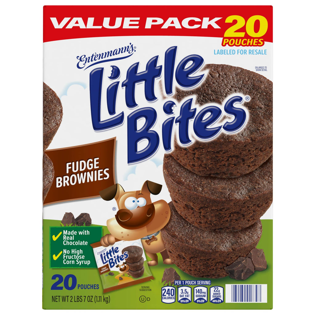 (Value Pack) Little Bites Fudge Brownies, 20 individual packs, (4 ct each), Real Chocolate Mini Muffins, 39 oz Multipack