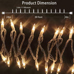HISHINY Christmas Lights 100 Count Mini Clear Lights 32ft White Wire Christmas Tree String Lights Set for Outdoor Indoor Christmas Decorations Wedding Valentines Day Decor,UL Certified (32feet)