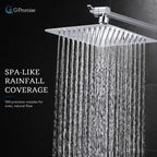 G-Promise All Metal 8 Inch Dual Square Shower Head with Handheld Spray Combo, Rain Shower Head, Adjustable Extension Arm, Smooth 3-Way Diverter, 71 Inch Extra Long Hose - A Bathroom Upgrade (Chrome)