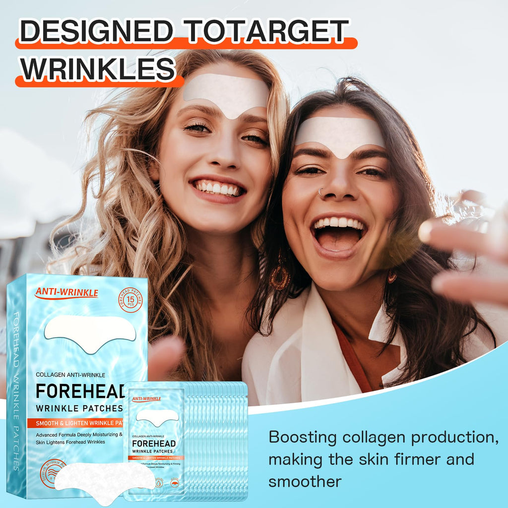 sinBron Forehead Wrinkle Patches 15 PCS - Smooth Fine Lines & Wrinkles, Anti-Wrinkle Patches with Hydrolyzed Collagen with Aloe, for Wrinkle Removal, Firming, Hydrating Skin Care - New Version 6
