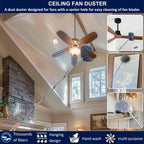 20+ Ft High Reach Ceiling Fan Duster & Cobweb & Corner Brush Duster with 3-14 ft Spliceable Pole Microfiber Feather Duster for Spider Web, High Ceiling, Blinds, Furniture Cleaning Tool Kit