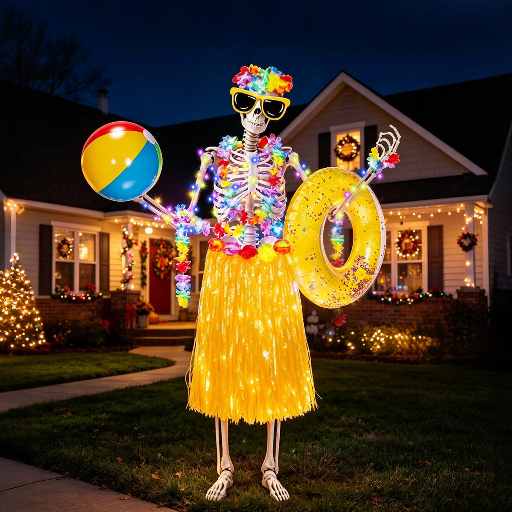 Apopipico 10 Pcs 12 ft Skeleton Summer Costume Outfits Accessories Set
