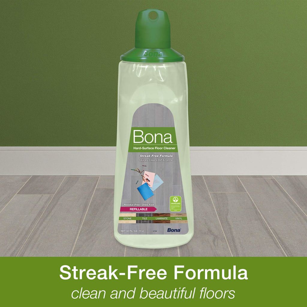 Bona Multi-Surface Floor Cleaner Refillable Spray Mop Cartridge, for Stone Tile Laminate and Vinyl LVT/LVP, 34 Fl Oz (Pack of 2)