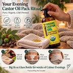 Seven Minerals USDA Organic Castor Oil - Big 16 oz Glass Bottle with Pump - 100% Pure Cold Pressed Unrefined Hexane Free - for Hair Growth, Eyelashes, Eyebrows, Skin, Cuticles & Caster Oil Packs