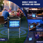 Solar Bug Zapper Outdoor Portable Wireless Camping with Panel Sensor Fly Traps with 10ft Extension Cord Fly Shoe, Fly Killer