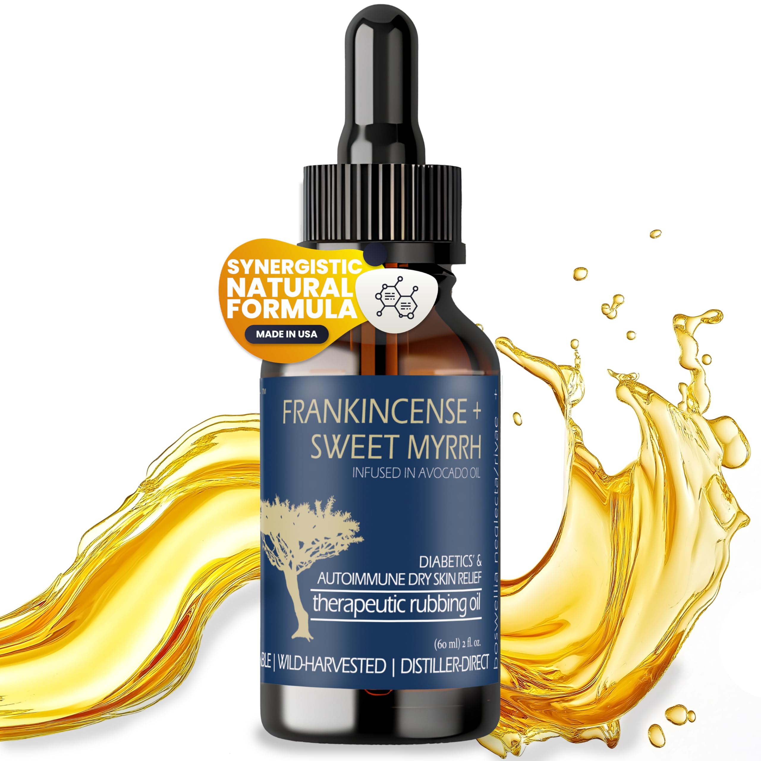BALM OF GILEAD Neuropathy Frankincense & Sweet Myrrh Therapeutic Rubbing Oil - Instant Diabetic's & Autoimmune Dry Skin Relief & Repair, 2 fl oz