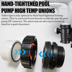 TonGass (4-Pack) 2" MIP x 2" PVC Hi-Temp Unions Compatible with Pentair Whisperflo & Intelliflo Pool Pumps Hand-Tightened Pool Pump High Temp Unions Replacement for Schedule 40 Male Adapters