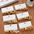 36 Pairs Gold Hoop Earrings Set for Women, Fashion Chunky Gold Hoop Earrings Multipack, Hypoallergenic Pearl Chain Twisted Statement Earring Pack for Birthday Party Jewelry