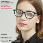 STARTONYOU Reading Glasses for Women, 3-Pack Blue Light Computer Eyeglasses, Cat-Eye Fashion Full Frame with Spring Hinge Ladies Readers +1.5diopter