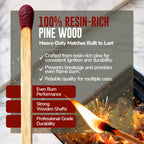 11-Inch Extra Long Wooden Safety Matches (9 Pack) - Ideal for Lighting Fireplace, Candles, Grills & Camping Firepits - Strike on Box - Heavy Duty Long Matches for Fireplace - 450 Count