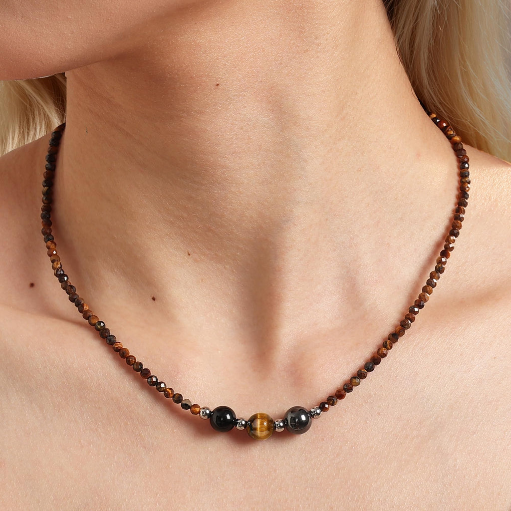 Triple Protection Necklace Gifts for Women, Healing Crystals Choker