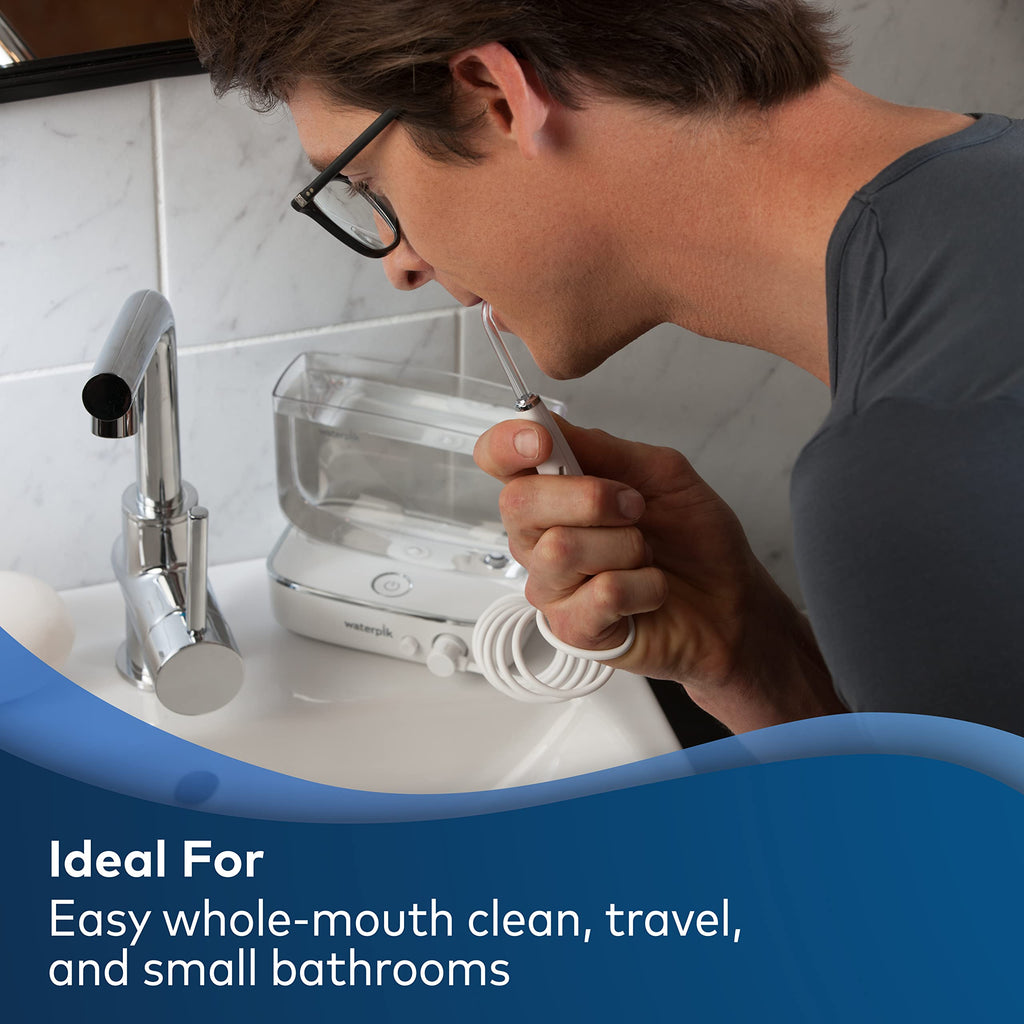 Waterpik Sidekick Portable Water Flosser, Perfect for Travel & Home, ADA Accepted, White/Chrome WF-04