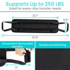 Vive Standard Transfer Sling (31.5 Inch) - Gait Belt for Elderly & Disabled - Patient Lifting Aid for Seniors & Injured - Bed & Wheelchair Transfer for Home Use (Black)