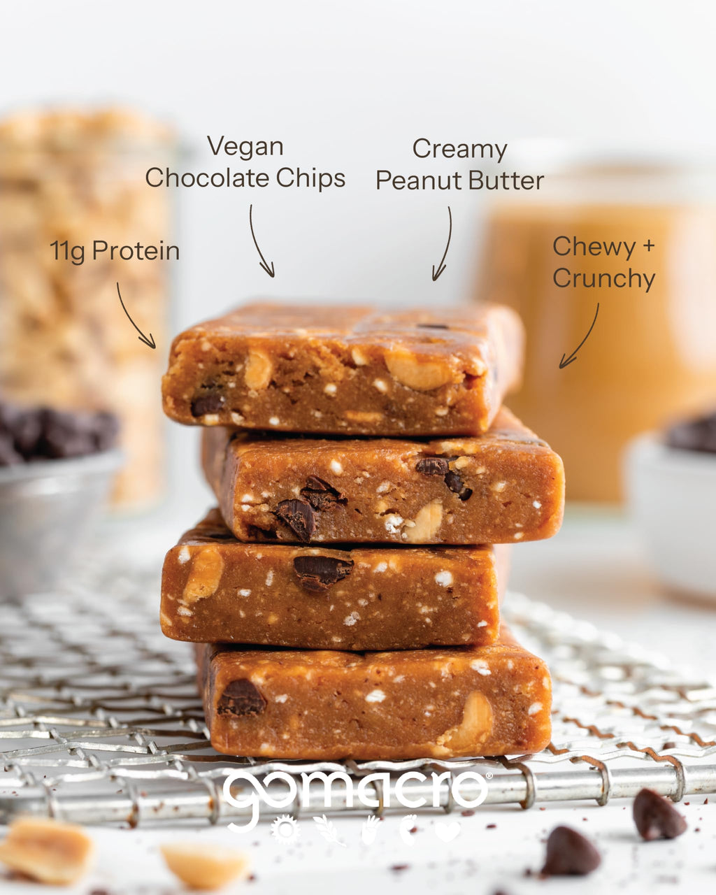 Gomacro, Macrobars Power Peanut Butter Chocolate Chip Organic, 12 Count, 2.4 Ounce