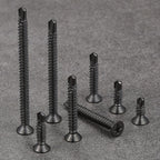 Wensilon（500pcs）#8×5/8”for Sheet Metal Self-Tapping Screws 410 Black Stainless Steel Flat Head High-Strength Quick self-Drilling Screws