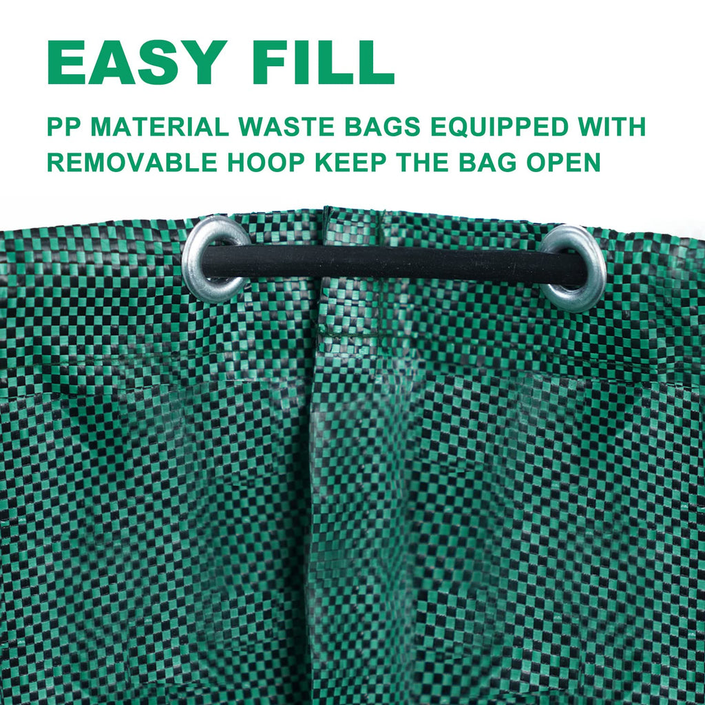 Hugeleaf 3 Pack 72 Gallon Reusable Yard Waste Bags, Collapsible Leaf Bags