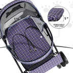 MoNiBloom 4 Wheels Pet Stroller, Easy-Fold Umbrella Shaped Dog Cat Jogger Stroller w/Storage Bag & Visible Mesh for Small/Medium Dogs Cats Plaid