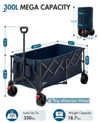 Portal Ultra Compact Folding Wagon Cart with Brakes, 300L Large Cart