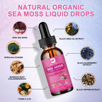 B BEWORTHS Sea Moss Liquid Drops - Black Seed Oil & Irish Sea Moss Gel with Burdock Root Bladderwrack, Elderberry, Spirulina, Seamoss Supplement for Energy Booster, Digestive Health - 4 Fl Oz, Vegan