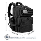 LHI Military Tactical Backpack for Men and Women 45L Army 3 Days Assault Pack Bag Large Rucksack with Molle System Black
