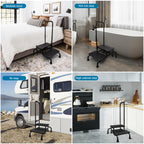 Gyykzz 2 Step Stool with Handle, Upgrade Heavy Duty Stepping Stool with 5 Legs, Step Stool for High Beds with Adjustable Handle and Non-Slip Platform for High Beds/Bathtub/Kitchen
