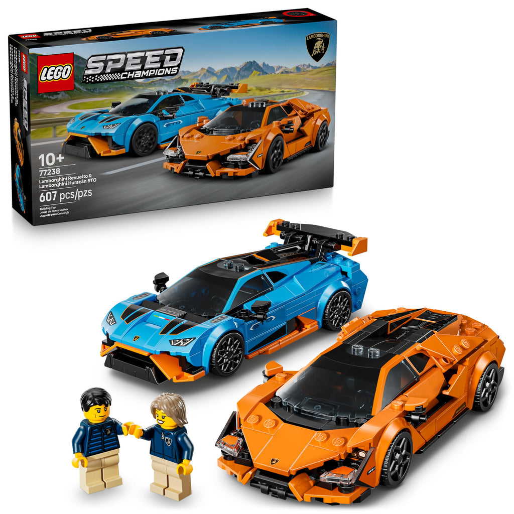 LEGO Speed Champions Lamborghini Revuelto & Huracán STO Car Toys - Building Toy for Pretend Play for Boys & Girls, Ages 10+ - Model Car Kit Display - Gift Idea for Kids - 77238