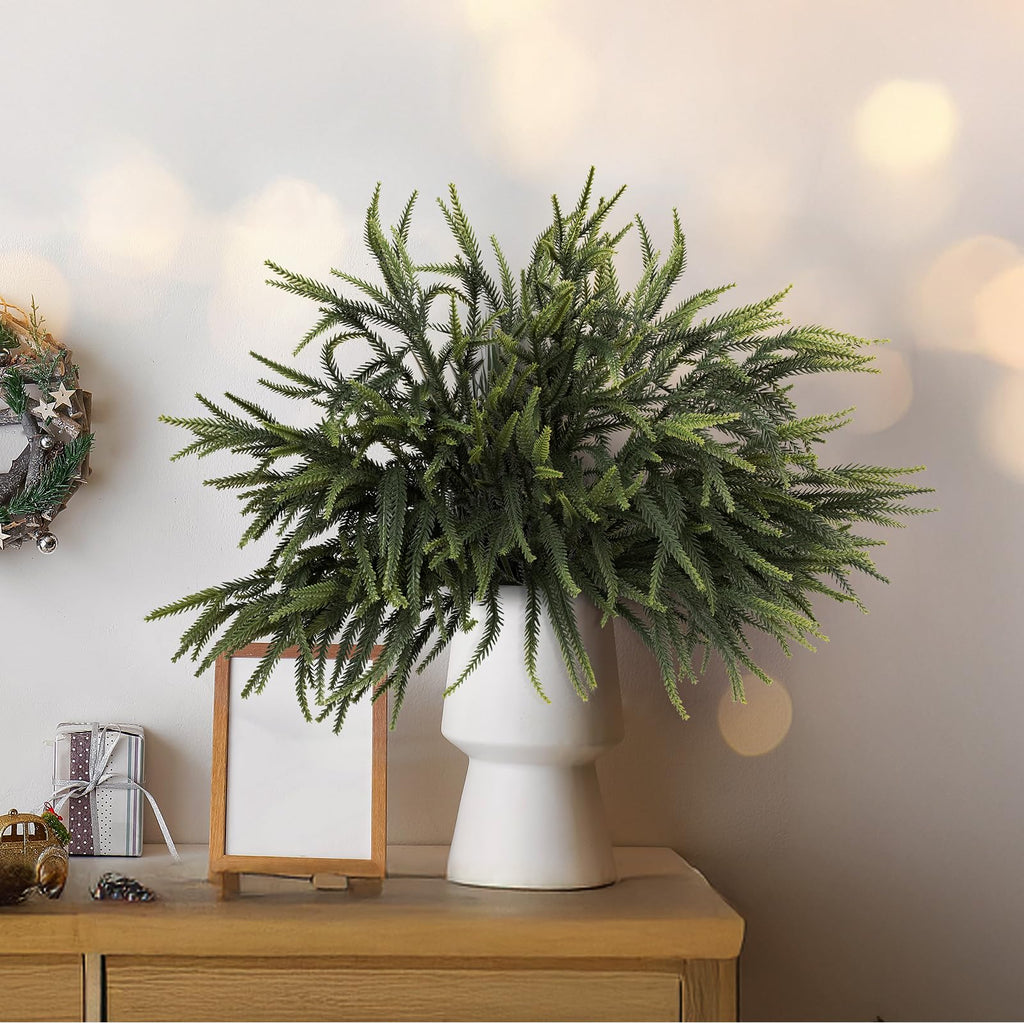 12Pcs Christmas Norfolk Pine Stems, 24'' Real Touch Branches Greenery Picks