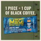 MEG (Military Energy Gum) - Arctic Mint | Enhance Your Physical Performance with 100mg of Caffeine Per Piece, Ultimate Energy Boost for Workouts, Alternative to Energy Drinks | NSF for Sport® Certified - Pack of 24