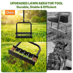 Heavy Duty 35" Manual Aerator Lawn Tool with T-Handle & 14 Spikes