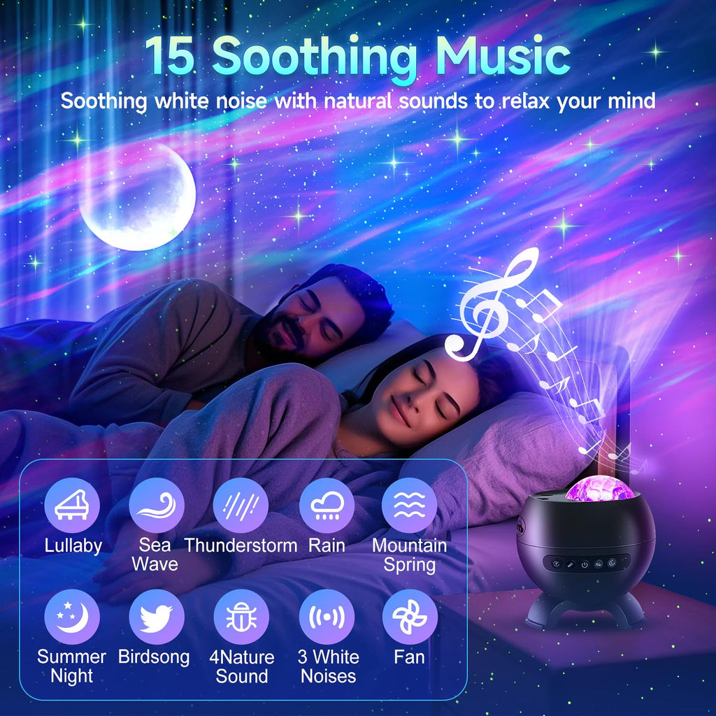 Staryou Birthday Gifts Galaxy Projector for Teen Girls & Boys, 375 Lights Aurora Light Projector with 15 White Noise, Bluetooth Speaker, Trendy Stuff Night Light Bedroom Decor, Led Lights for Bedroom