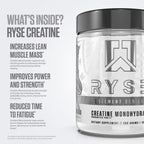 RYSE Creatine Monohydrate Powder - Unflavored - Supports Men & Women Lean Muscle Growth, Strength, Power, and Endurance - Helps Reduce Fatigue and Improve Workout Recovery - 60 Servings