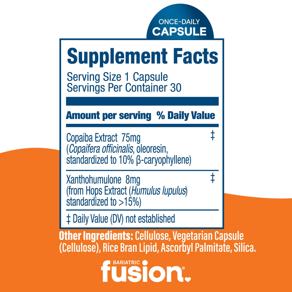 Bariatric Fusion GLP-1 Plus | GLP Activate Receptors to Feel Full Faster and Longer* | Natural Supplement with Copaiba and Hops Extract | Gluten Free and Vegan GLP1 Supplement | 30 Capsules