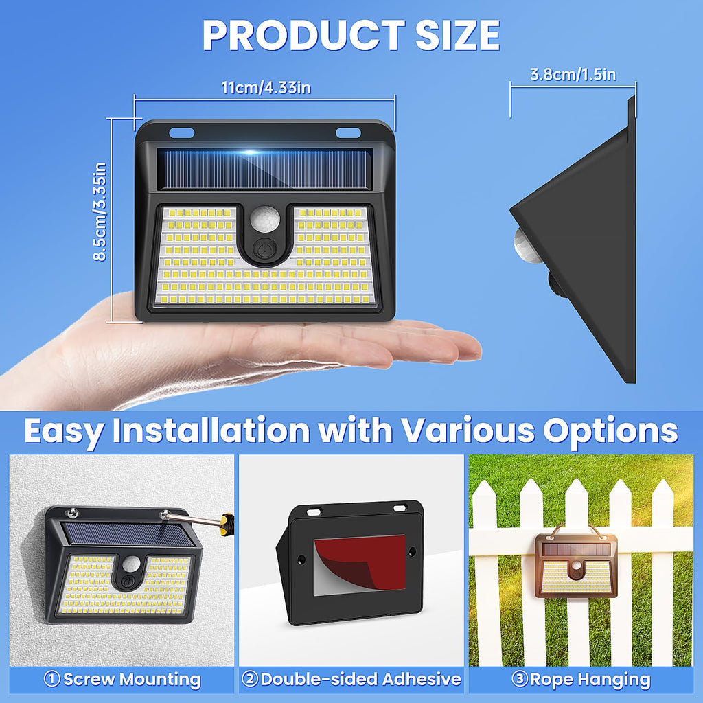 [10 Packs] Solar Motion Sensor Outdoor Lights, Super Bright Solar Lights Outdoor Waterproof, 3 Lighting Modes Security Wall Light for Outside Walking Dog Fence Backyard Deck Garden Door Step Garage